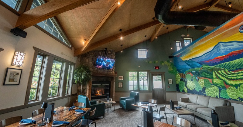 Interior, cozy seating area