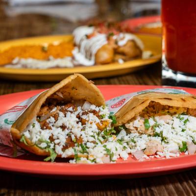 Thick corn tortillas stuffed with beans, onions, cilantro, and fresh cheese.