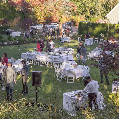 Gests at the wedding - resturant exterior,garden