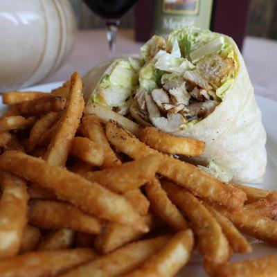 Caesar Wrap, with fries.