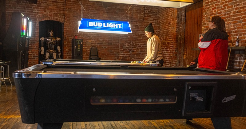 Interior, pool tables