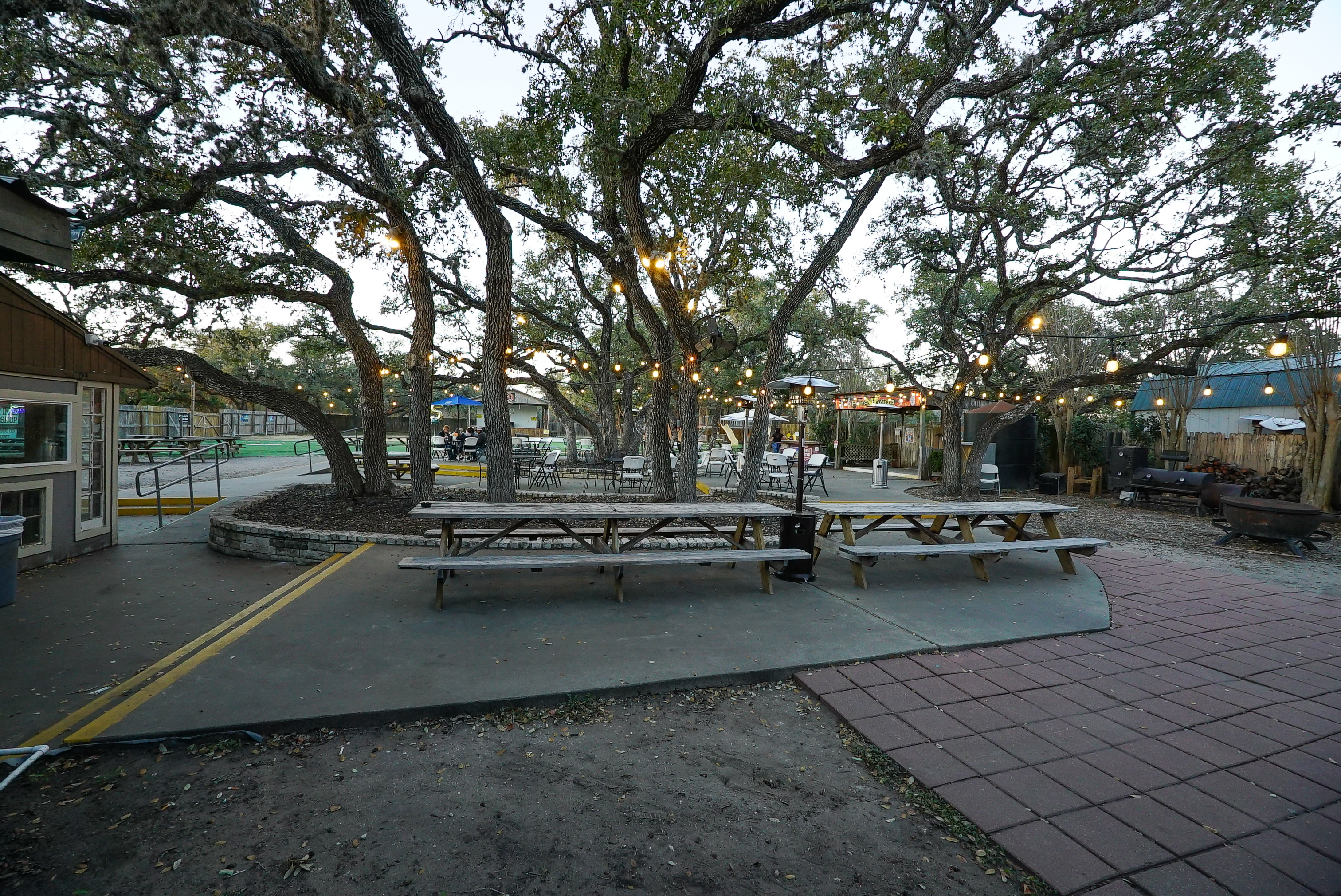 Outdoor picnic tables