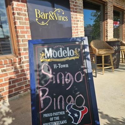 Chalkboard advetising event at the bar.
