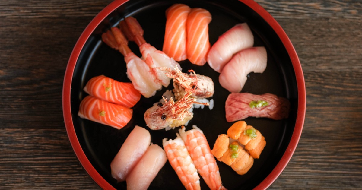 A platter of nigiri sushi
