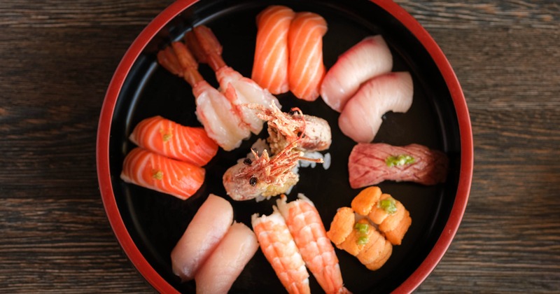 A platter of nigiri sushi