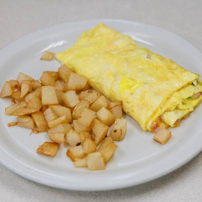 Western omelette served with home fries.