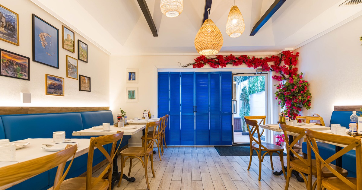 Interior, dining area, tables and seats ready for guests