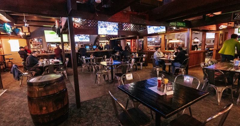 Interior, tables and chairs ready for guests