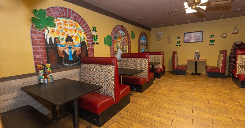 Interior space, dining booths