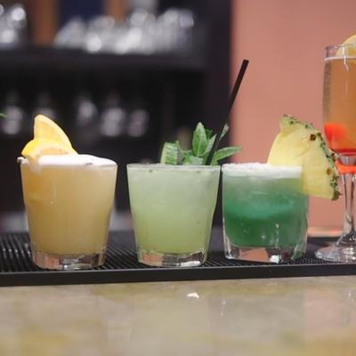 Strawberry Mojito, Mai Tai, Cucumber Margarita, Blue Hawaiian, French 75.