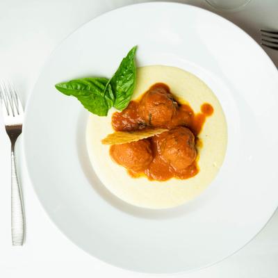 Meatballs & Polenta, in marinara sauce
