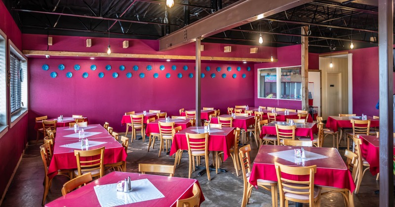 Interior, wide view of dining area
