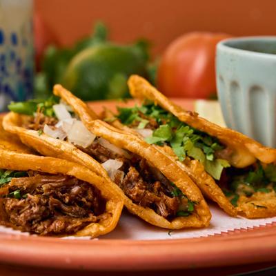 Birria tacos, close-up.