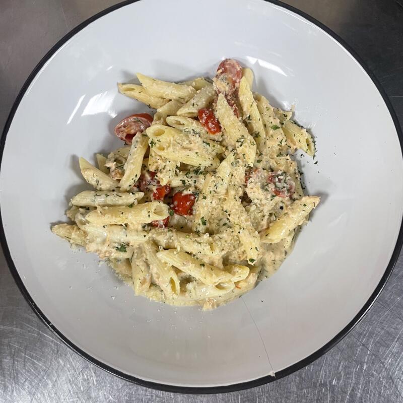 Asiago salmon penne photo