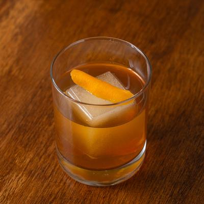 Bourbon, fig, and bitters cocktail.