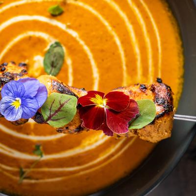 Saffron Butter Chicken dish, top view