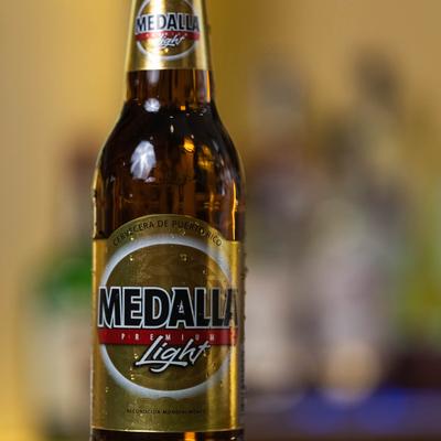 A bottle of Puerto Rican light beer.