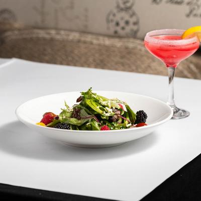 Salad Composé and raspberry martini.