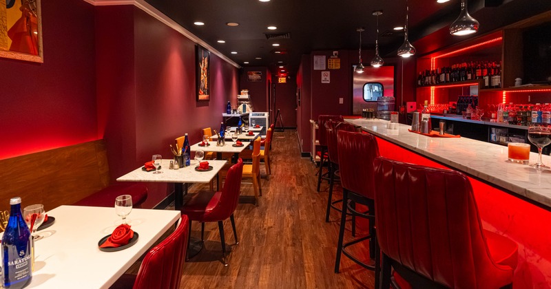 Interior, bar and seating area