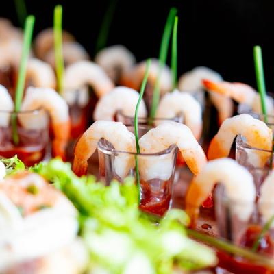 Shrimp cocktail appetizer.