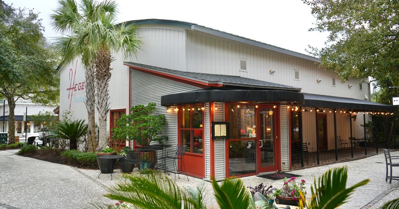 Exterior, front view to restaurant, entrance