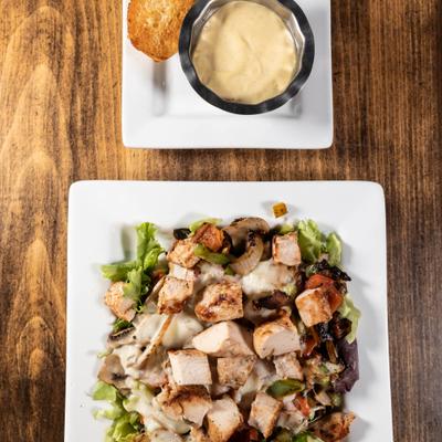 Hot Italian Salad with sauce on the side.