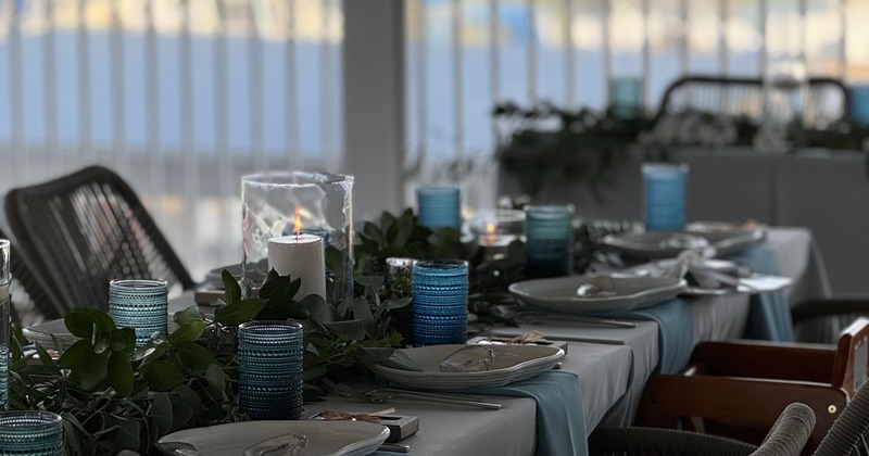 Fully set dining tables