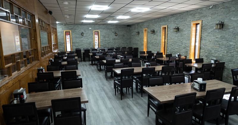 Interior dining area with tables and chairs