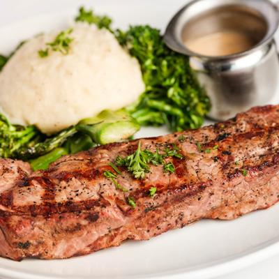 Served New York steak.