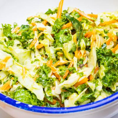 Kale slaw with shredded vegetables.