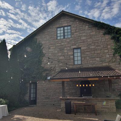 The restaurant stone building.