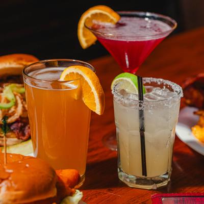 Various cocktails served on the table.
