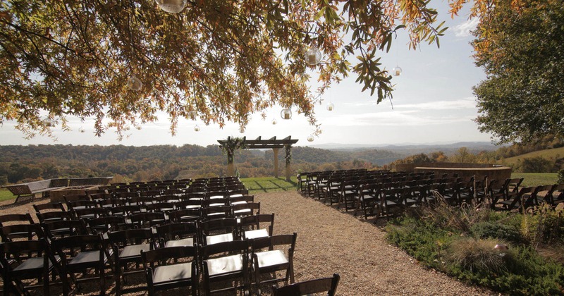 Exterior, wedding venue. chairs ready for guests