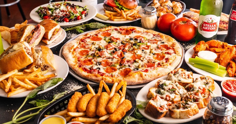 Assorted food and drinks