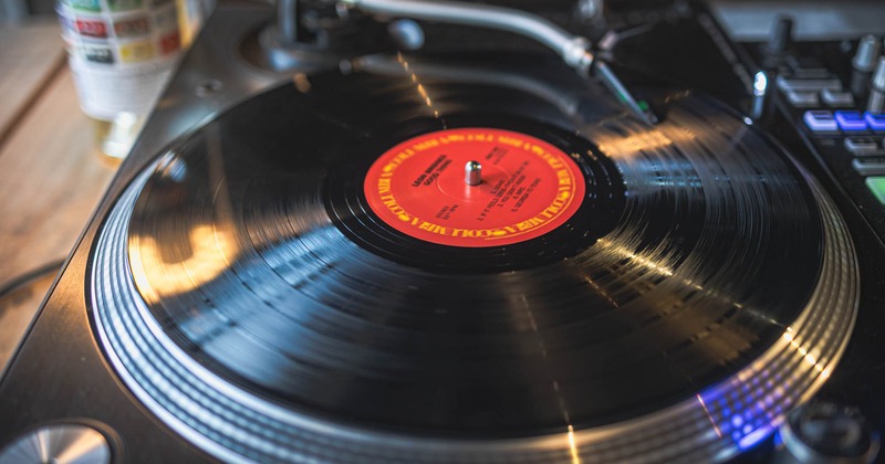 Vinyl record on a turntable