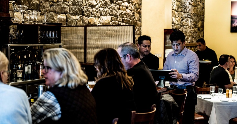 Diner area, tables, guests