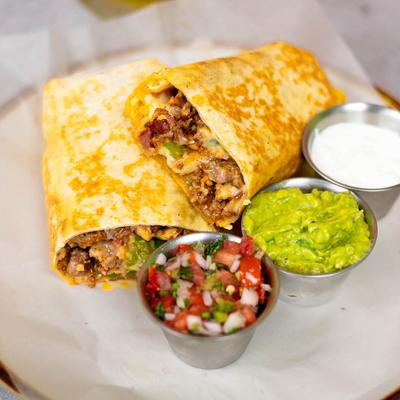 Burritos with dip.