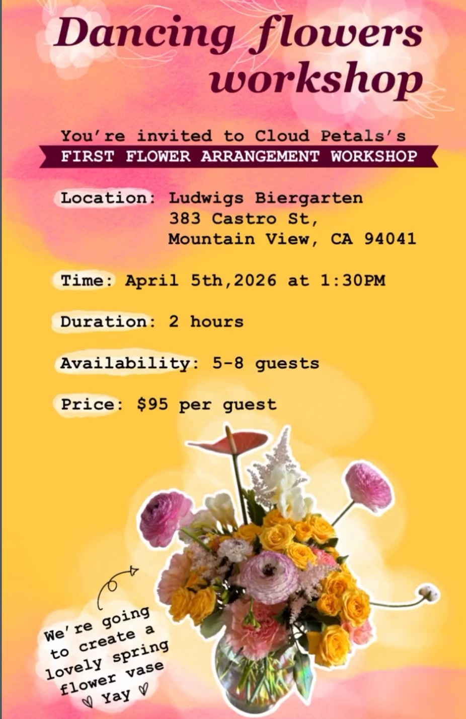 Dancing Flowers Workshop by Cloud Petals event photo