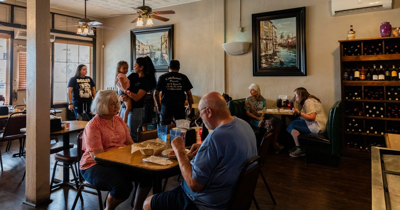 Diner area, people eating