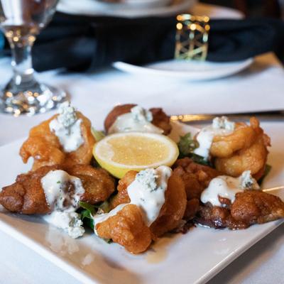 fried shrimp and oyster appetizer.