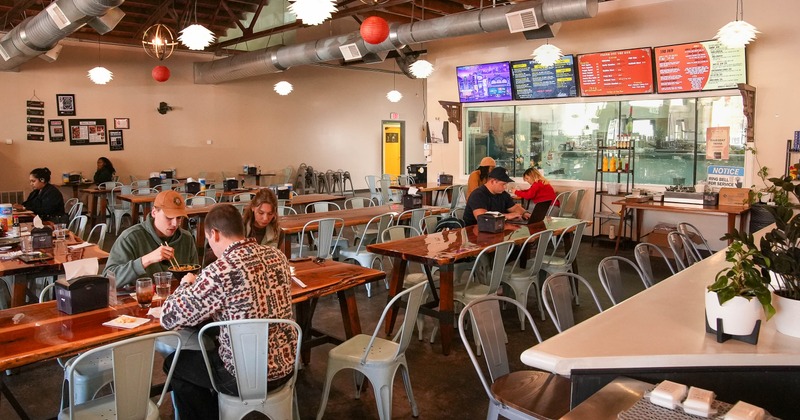 Interior, tables and chairs ready for guests