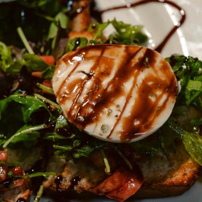 Bruschetta Arugula, top view.