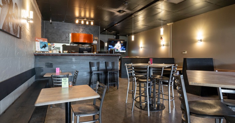 Interior, seating area with an ordering counter in the back