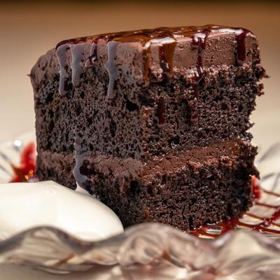 Chocolate cake, close up