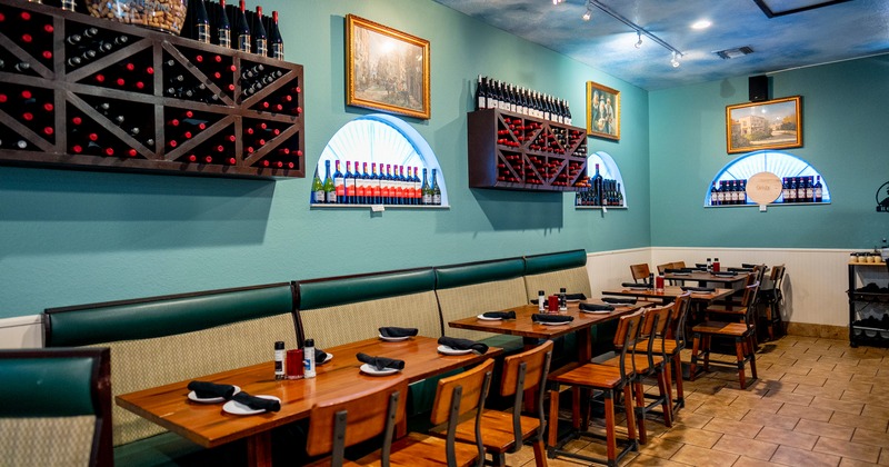 Cozy interior dining area with set tables ready for guests