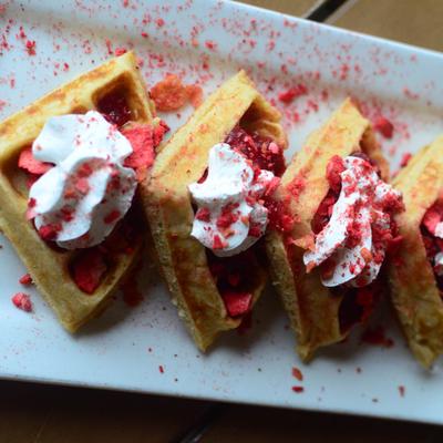 Strawberry fest waffles.