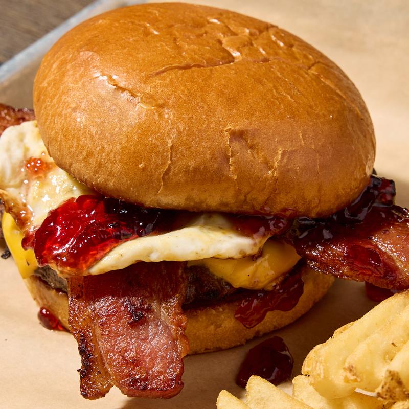 menu item 36 of 41, The Cy's Hangover Burger