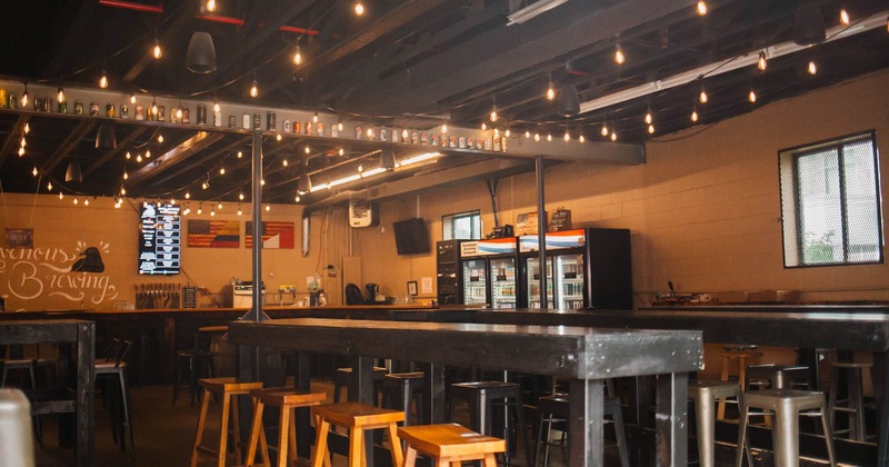 Interior, seating and bar