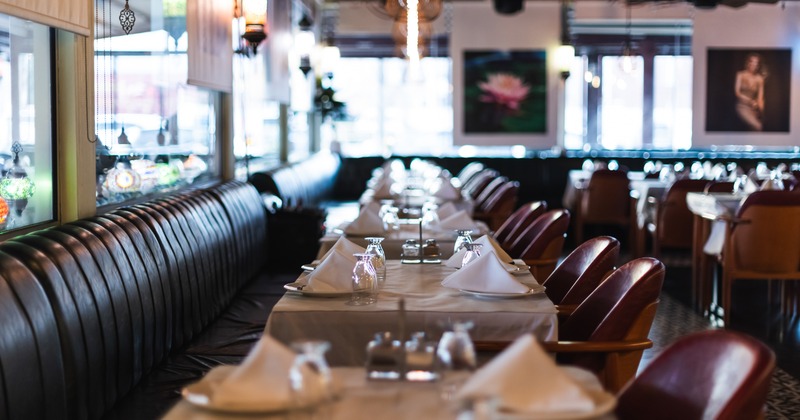 Diner tables ready for party