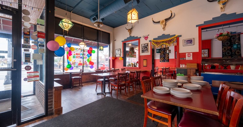 Interior, tables and chairs